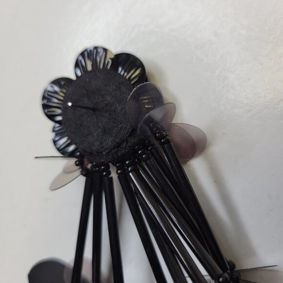 Shoulder Duster Sequin Black Lightweight Earrings - Picture 6 of 9